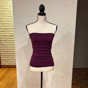 bebe Strapless Burgundy Tube Top With Shelf Bra